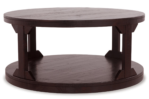 Rogness Coffee Table Ashley Furniture, Ashley Rogness Rustic Brown Round Cocktail Table