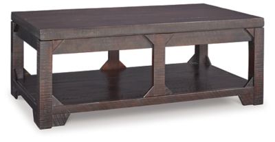 Rogness Coffee Table with Lift Top, Rustic Brown, large