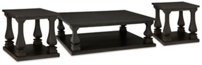 APG-T7491-3P Wellturn Coffee Table with 2 End Tables, Black sku APG-T7491-3P