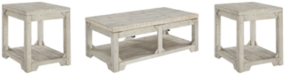 Fregine Coffee Table with 2 End Tables, Whitewash