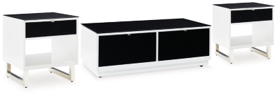 Gardoni Coffee Table with 2 End Tables, White/Black