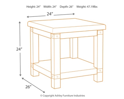 Carynhurst End Table, White Wash Gray, large