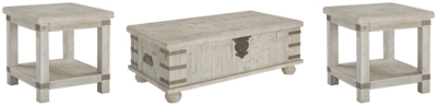 Carynhurst Coffee Table with 2 End Tables, White Wash Gray