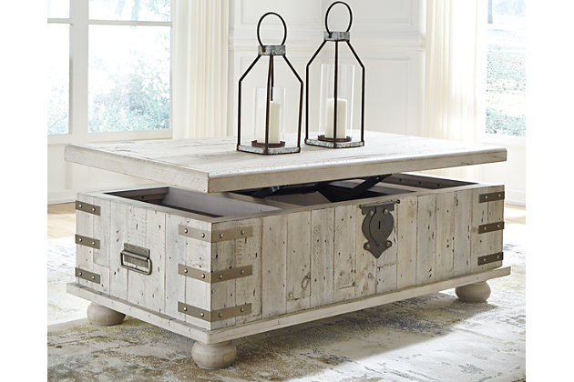 Signature Design by Ashley Carynhurst Lift Top Cocktail Table White Wash Gray 