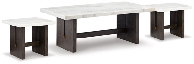 APG-T7791-3P Burkhaus Coffee Table with 2 End Tables, White/Dar sku APG-T7791-3P