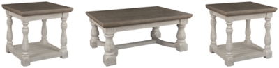 Havalance Coffee Table with 2 End Tables, Gray/White