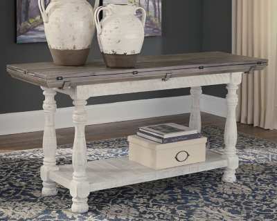 The Ryandale Antique Brass Finish Console Sofa Table is available