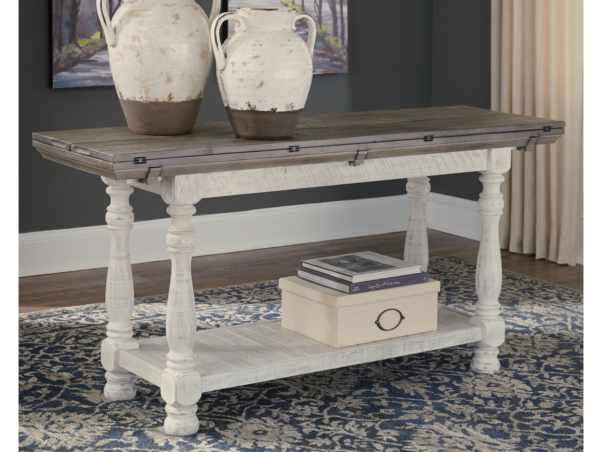 The Ryandale Antique Brass Finish Console Sofa Table is available