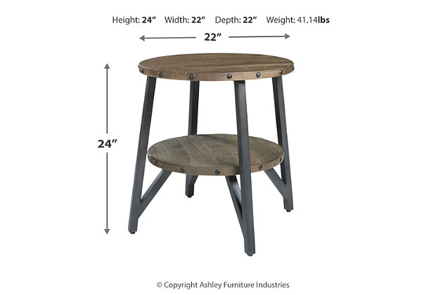 Signature Design by Ashley Danell Ridge Casual End Table w/ Fixed Shelf Brown