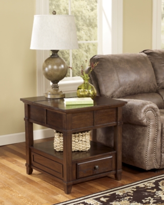 Gately End Table With Storage Power Outlets Ashley Furniture Homestore