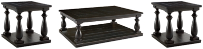 Mallacar Coffee Table with 2 End Tables, Black