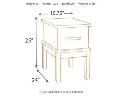 Stanah Chairside End Table with USB Ports & Outlets, , large