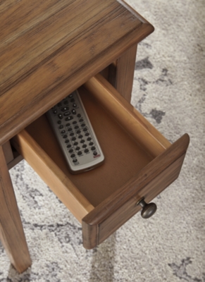 Solid Wood Chairside End Table with USB Ports &amp; Outlets ...