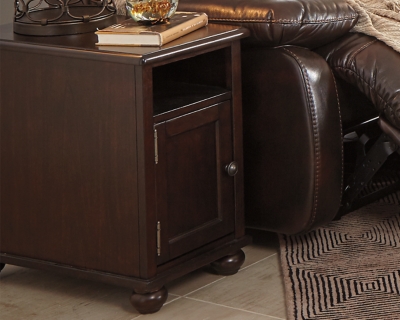 Barilanni Chairside End Table with USB Ports & Outlets, Dark Brown, large