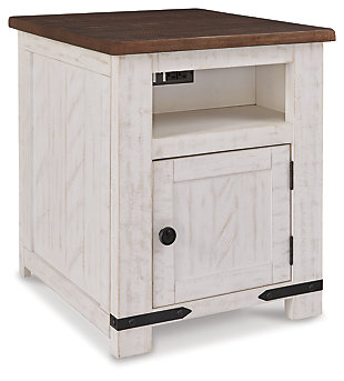 Wystfield End Table with Cabinet and USB Charging