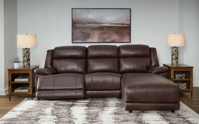 VonKurt 3-Piece Reclining Sofa Chaise, Dark Brown, rollover