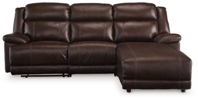 VonKurt 3-Piece Reclining Sofa Chaise, Dark Brown, large