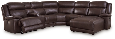 VonKurt 6-Piece Power Reclining Sectional with Chaise, Dark Brown, large