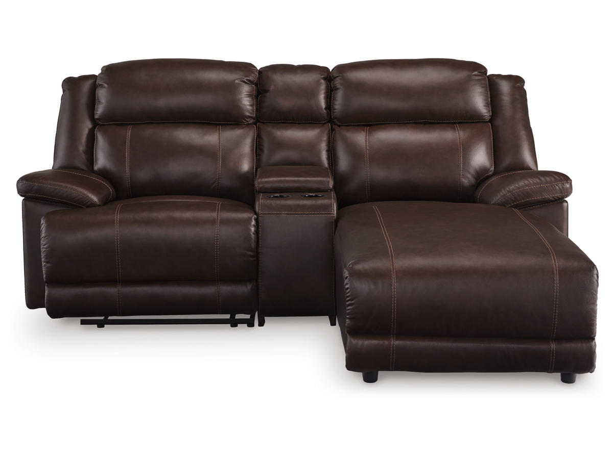 VonKurt 3-Piece Power Leather Reclining Modular Sofa with Chaise