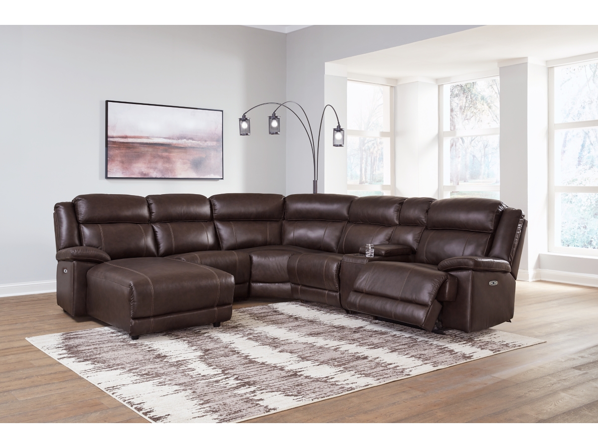 VonKurt 6-Piece Power Leather Reclining Modular Sectional with