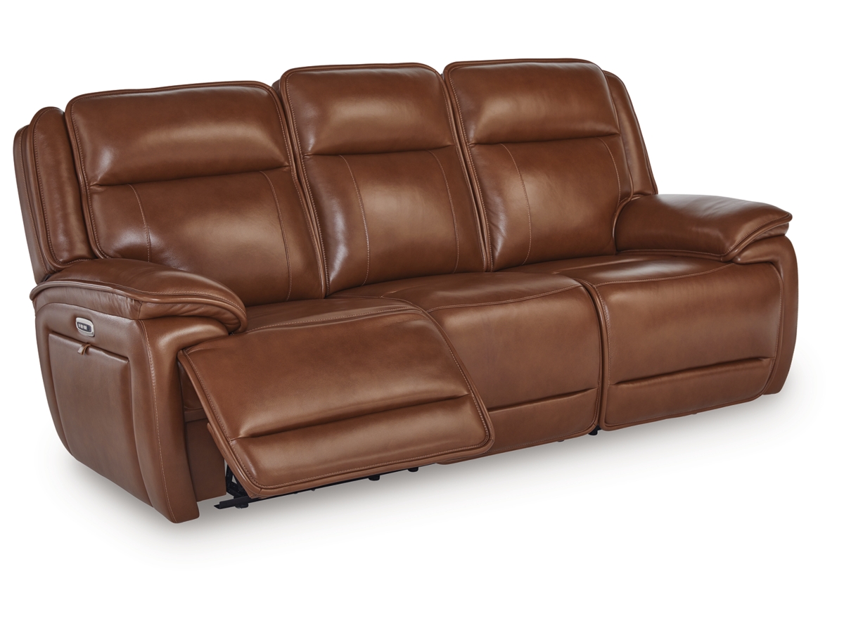 Healy Pier Dual Power Leather Reclining Sofa | Ashley