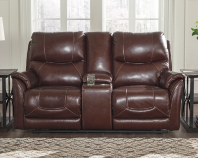 Dellington Power Reclining Loveseat with Console, Walnut, large