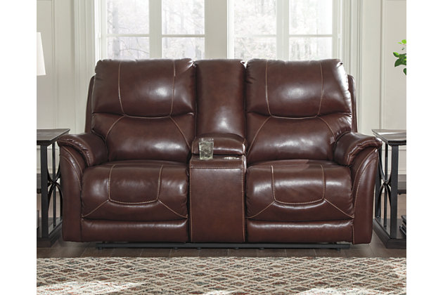 Dellington Triple Power Reclining, Triple Reclining Leather Sofa