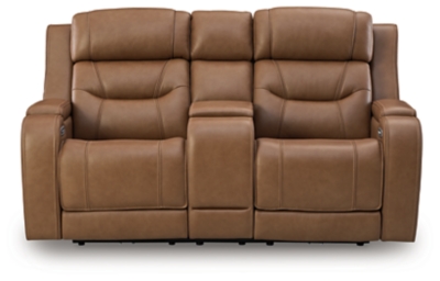 Dreamer Power Reclining Loveseat with Audio Seating, Caramel, large