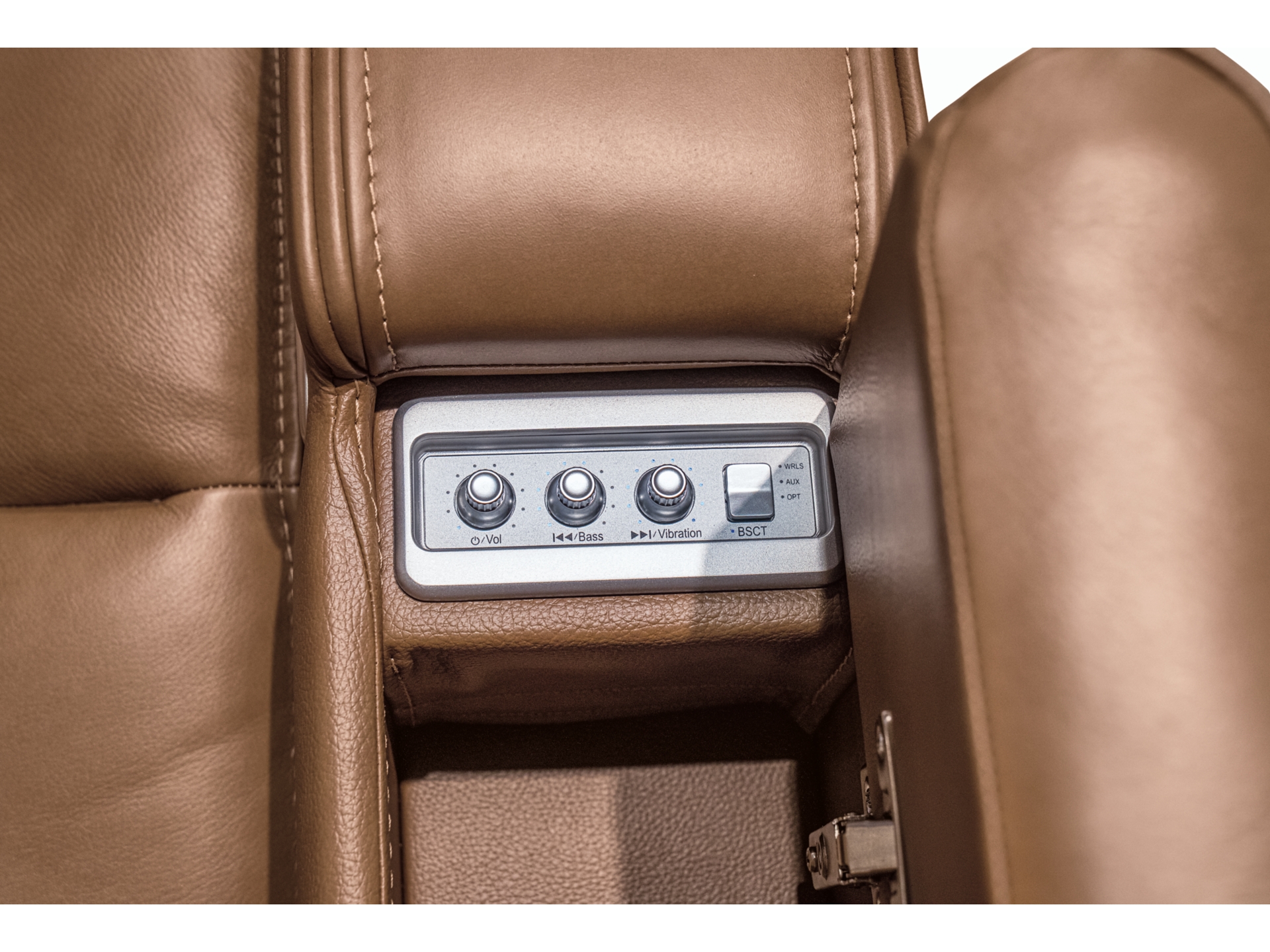 Image 6 of Dreamer Dual Power Leather Reclining Sofa and loveseat with Audio Seating 