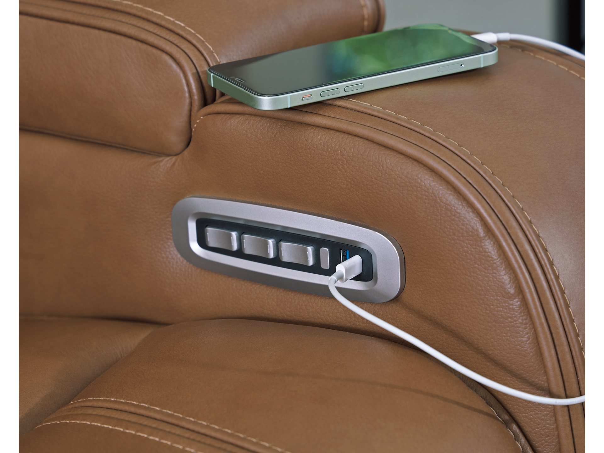 Image 7 of Dreamer Dual Power Leather Reclining Sofa and loveseat with Audio Seating 