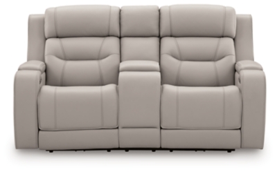 Dreamer Power Reclining Loveseat with Audio Seating, Gray, large