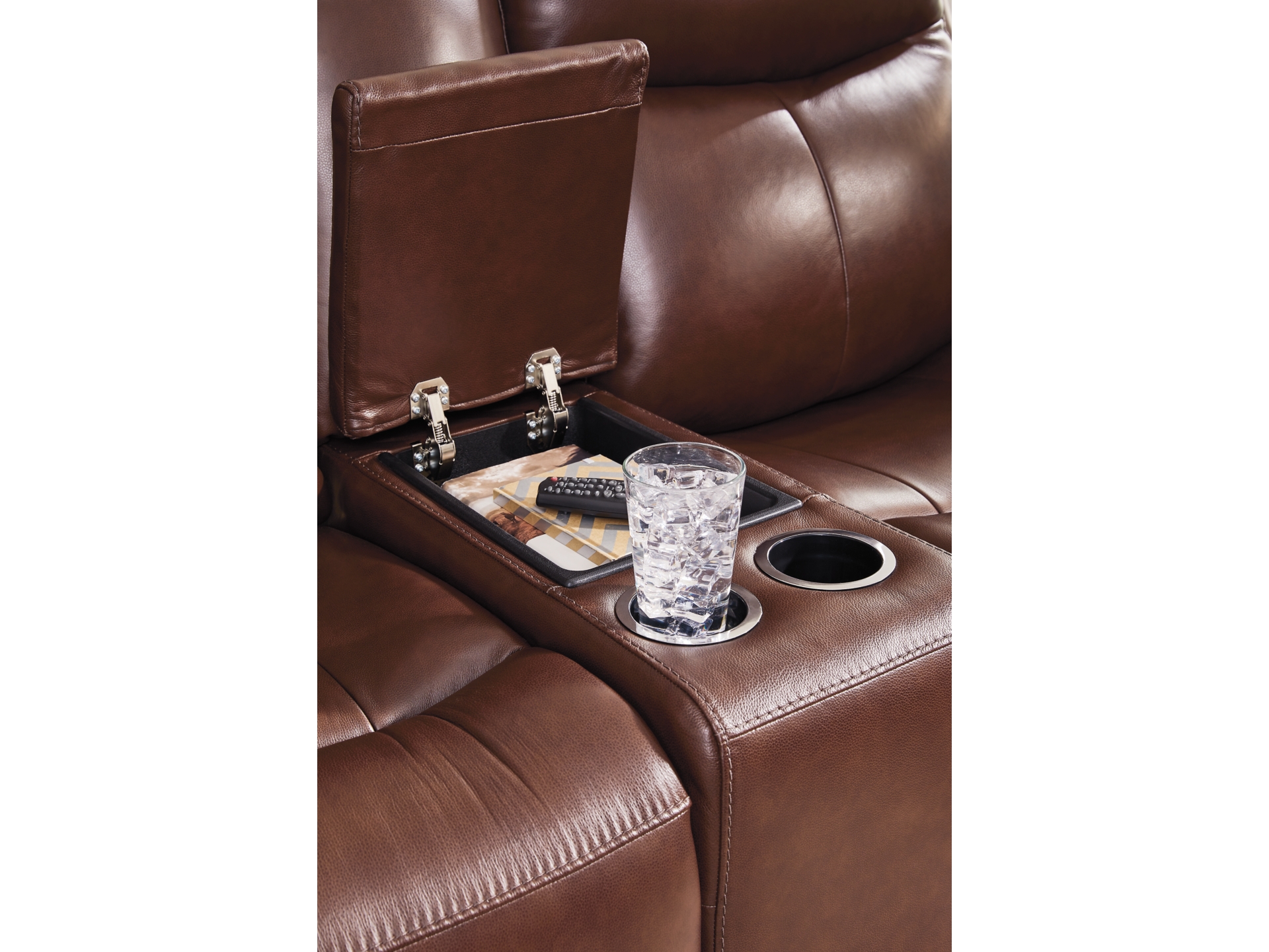 Image 2 of Momentum Moves Dual Power Leather Reclining Collection Mahogany 