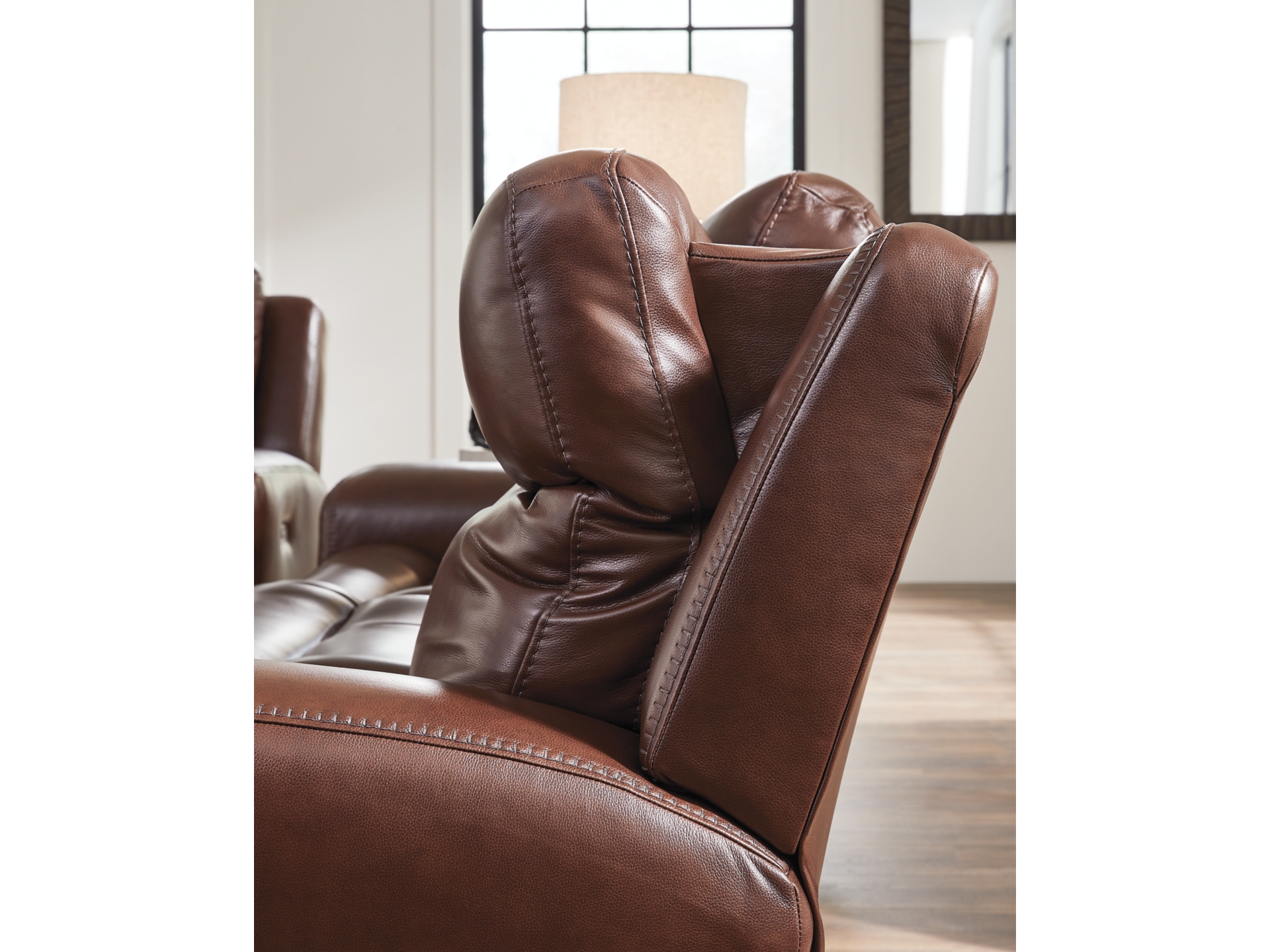 Image 3 of Momentum Moves Dual Power Leather Reclining Collection Mahogany 