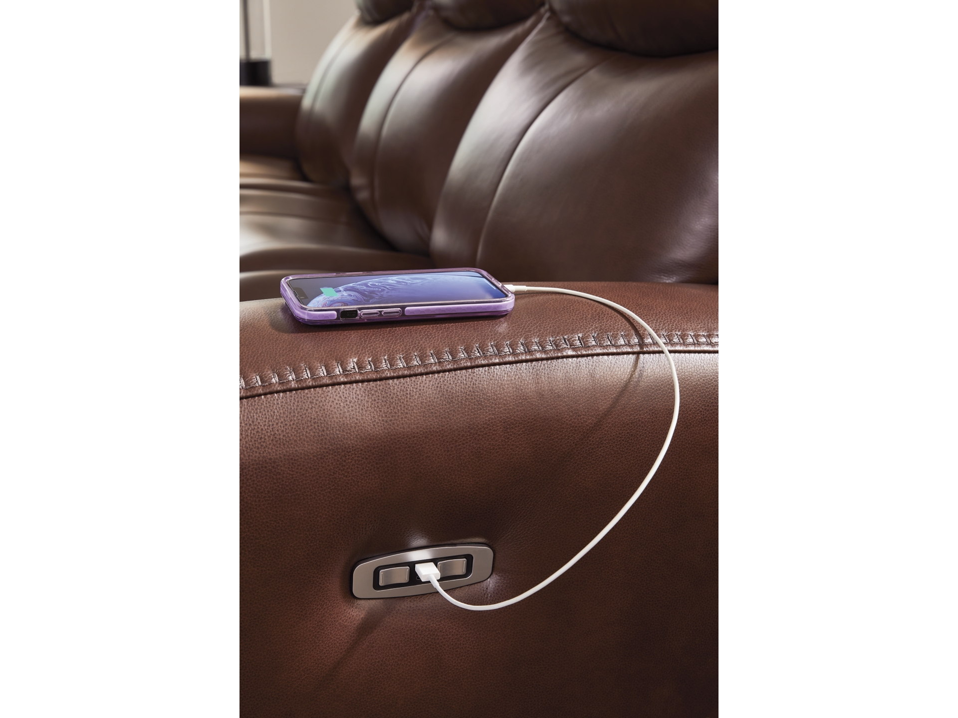 Image 4 of Momentum Moves Dual Power Leather Reclining Collection Mahogany 