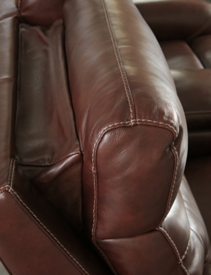 Sessom walnut power reclining deals sofa by ashley