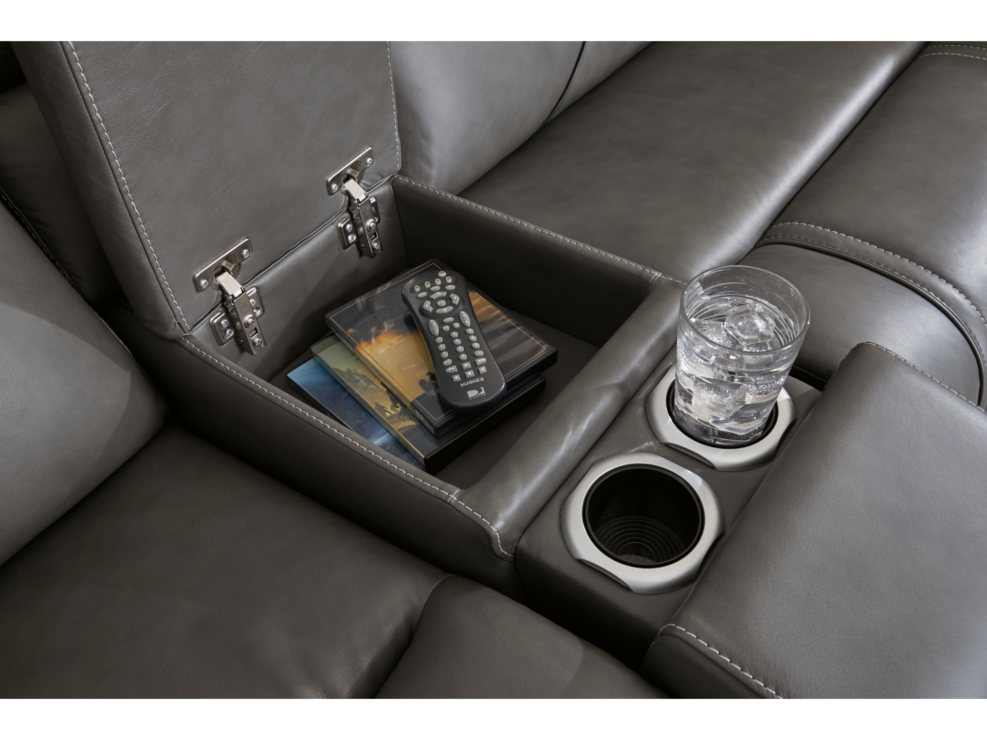 Image 4 of 5Z-Harrenhurst 3-Piece Leather Dual Power Reclining Modular Sofa and loveseat 