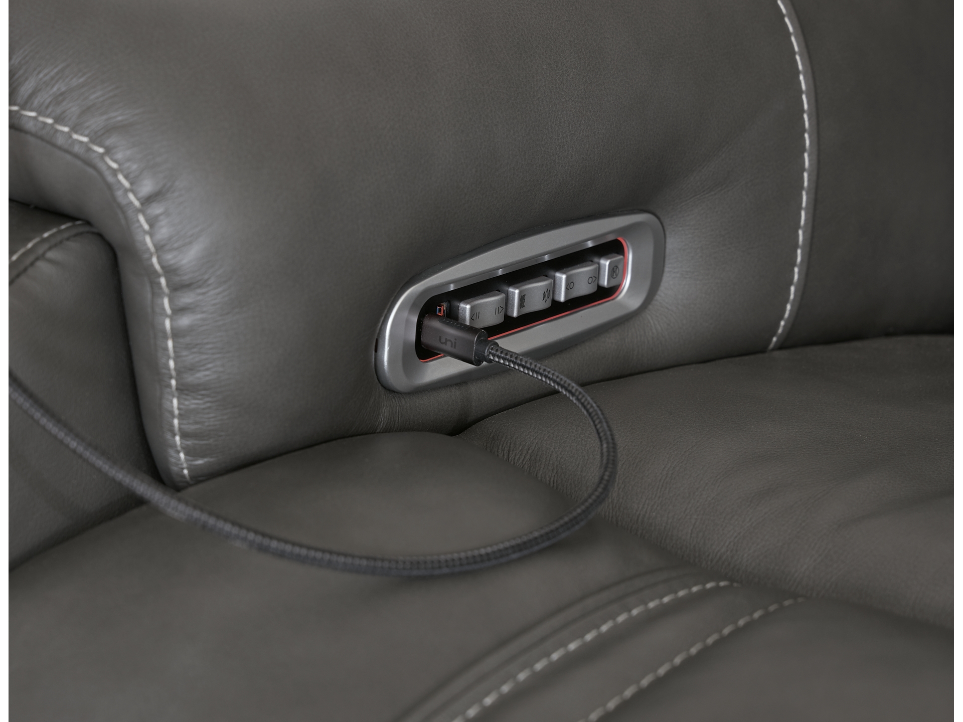 Image 5 of 5Z-Harrenhurst 3-Piece Leather Dual Power Reclining Modular Sofa and loveseat 