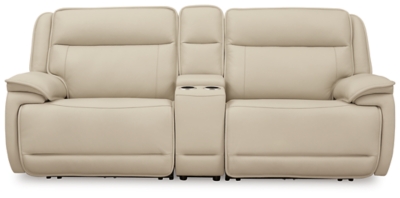 Double Deal 2-Piece Dual Power Leather Reclining Modular Loveseat with Console