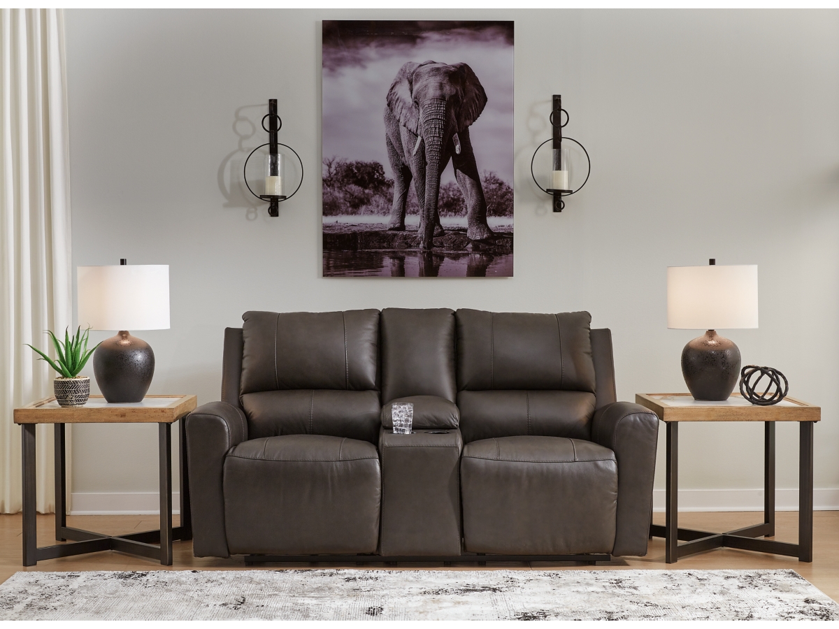 Boxmere Power Leather Reclining Loveseat with Console | Ashley