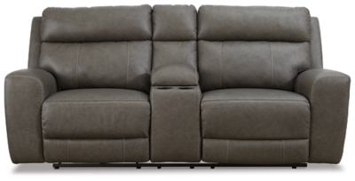 Roman Power Reclining Loveseat with Console, Smoke, large