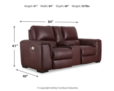 Alessandro Power Reclining Loveseat with Console, Garnet, large