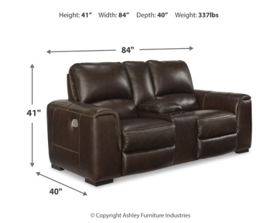 Alessandro Power Reclining Loveseat with Console, Walnut, large