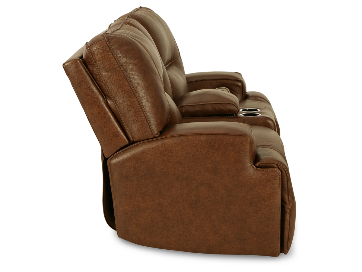 イタリアLOVE Francesca Dual Power Leather Reclining Loveseat with Console