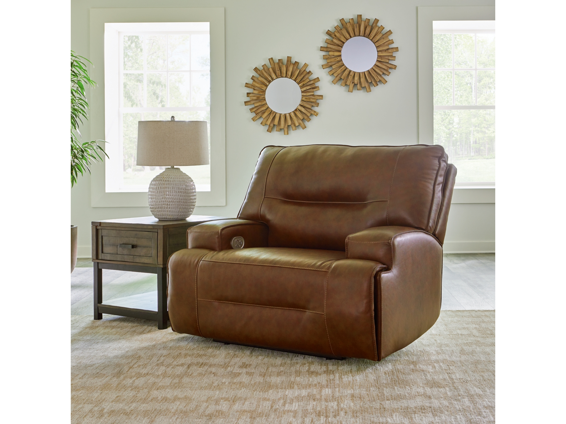 Francesca Oversized Dual Power Leather Recliner