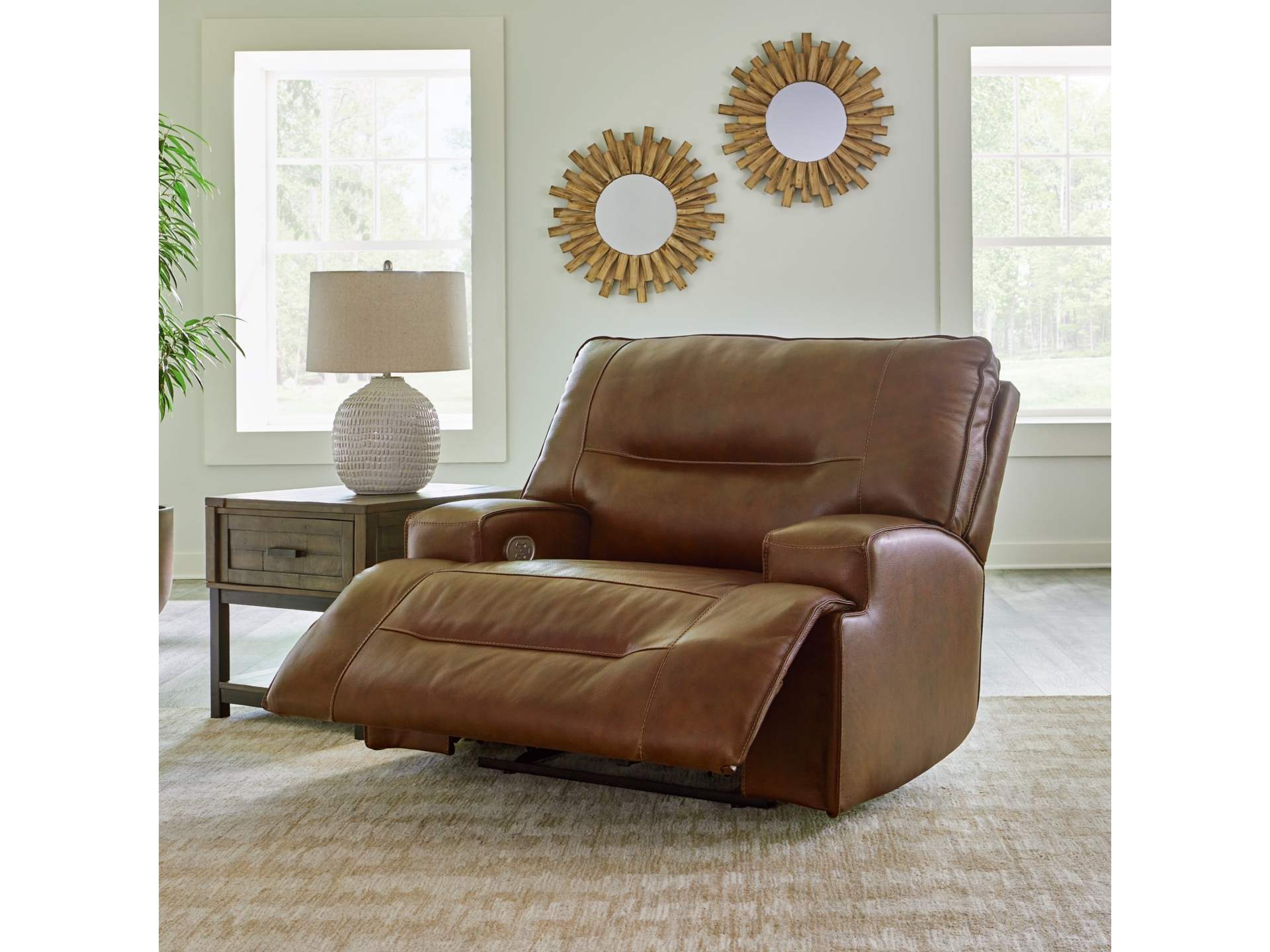 Image 1 of Francesca Oversized Dual Power Leather Recliner