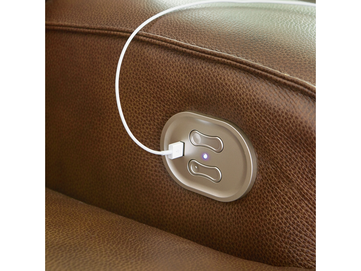 Francesca Dual Power Leather Reclining Loveseat with Console
