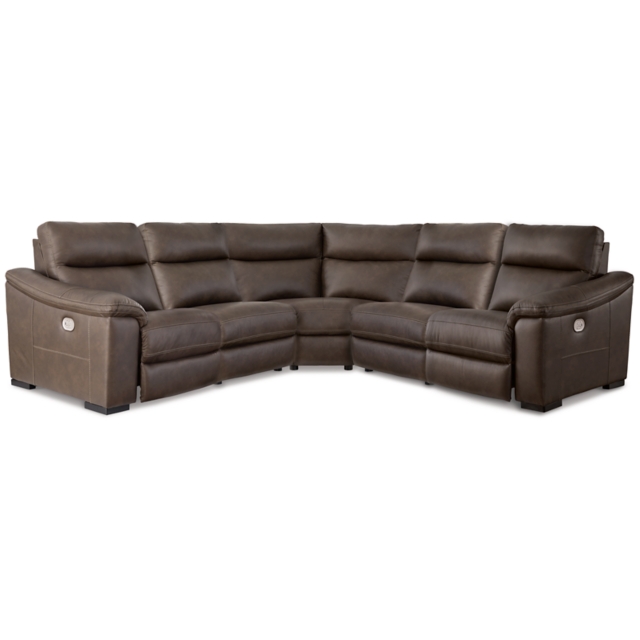 Salvatore 5-Piece Dual Power Leather Reclining Modular Sectional