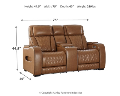 Boyington Power Reclining Loveseat with Console, Caramel, large