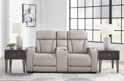 Boyington Power Reclining Loveseat with Console, Gray, rollover