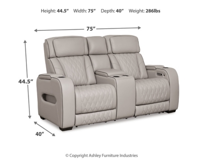 Boyington Power Reclining Loveseat with Console, Gray, large